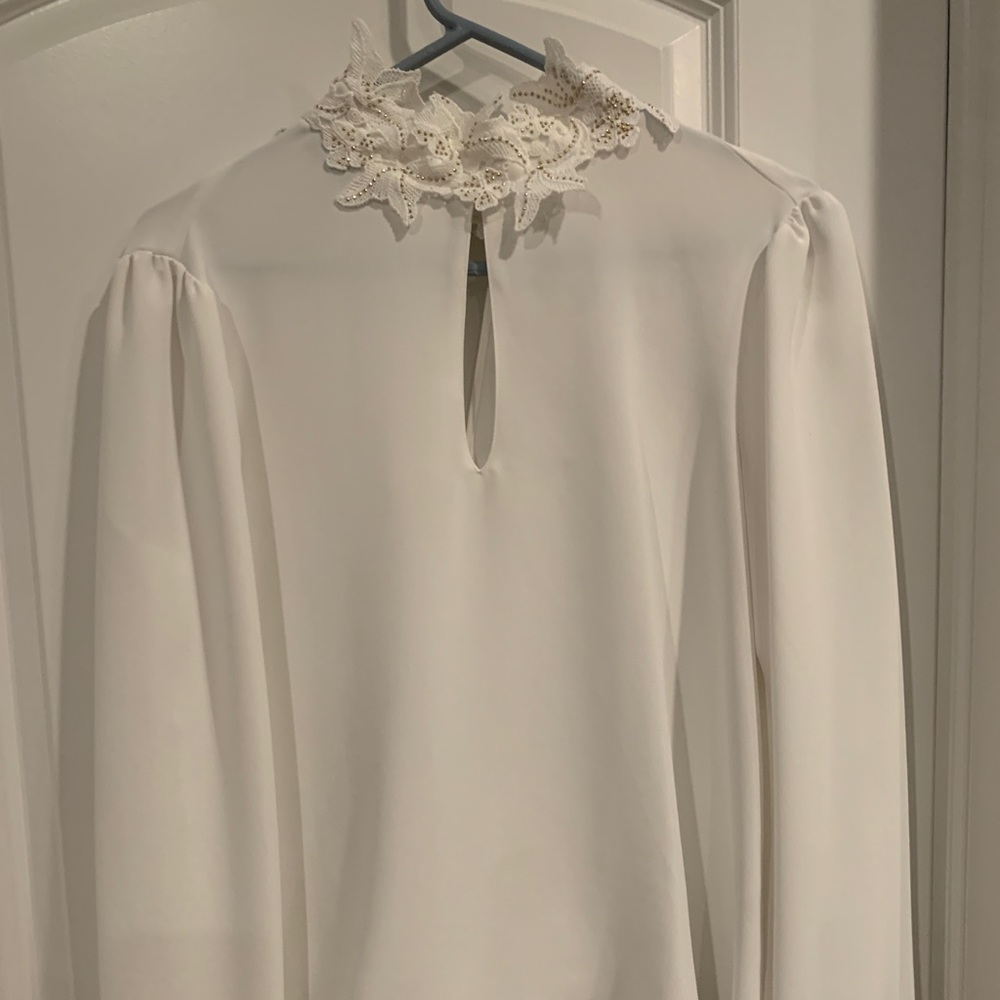 Zara white blouse with gold detail